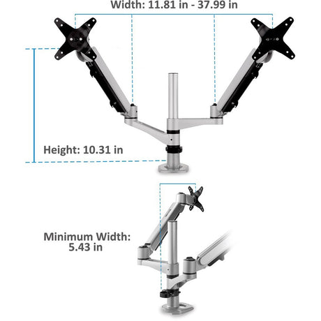 ViewSonic LCD-DMA-002 Spring-Loaded Monitor Desk Mounting Arm for 2 Monitors up to 27 Inches Each, VESA Compatible, Full Ergonomic Adjustability, 2-in-1 Mounting Base, and Built-In Cable Management — LCD-DMA-002