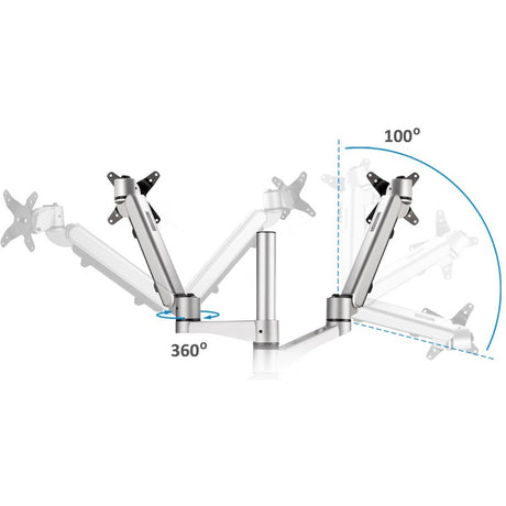 ViewSonic LCD-DMA-002 Spring-Loaded Monitor Desk Mounting Arm for 2 Monitors up to 27 Inches Each, VESA Compatible, Full Ergonomic Adjustability, 2-in-1 Mounting Base, and Built-In Cable Management — LCD-DMA-002