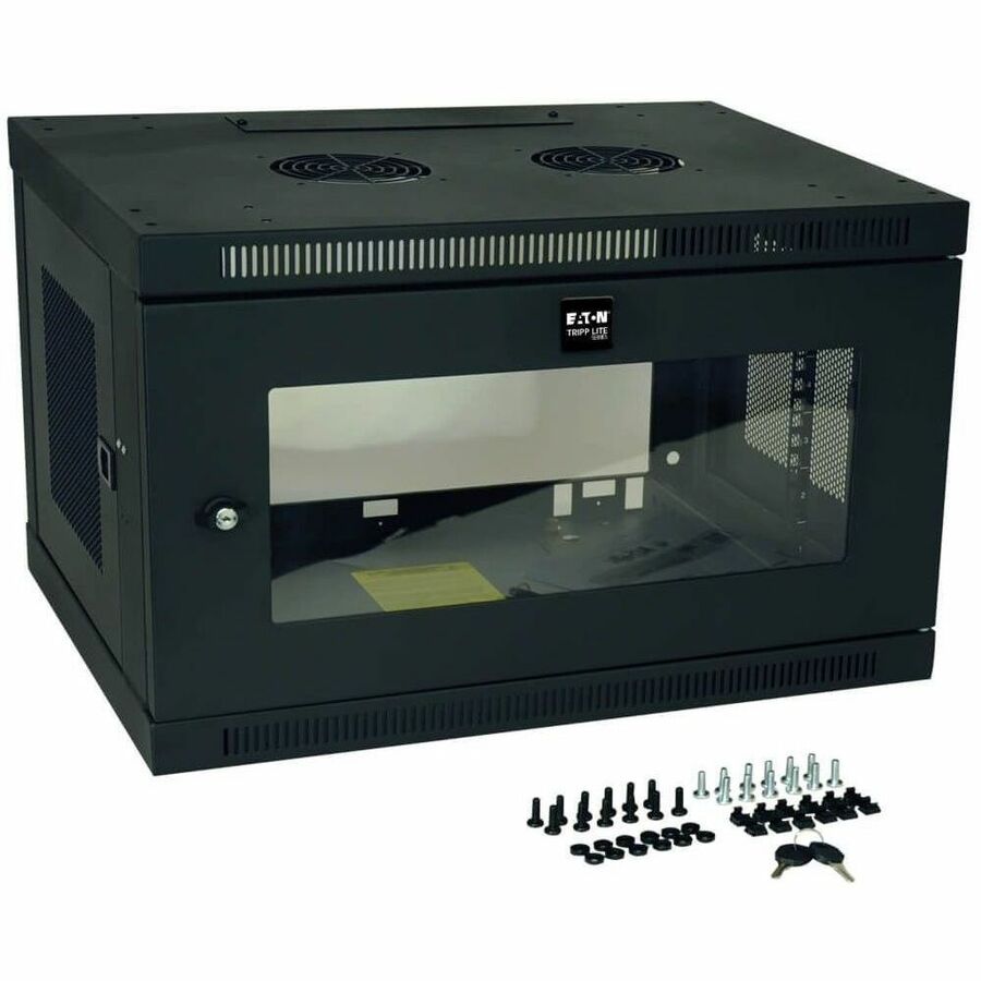 Eaton Tripp Lite Series SmartRack 6U Low-Profile Switch-Depth Wall-Mount Mini Rack Enclosure with Clear Acrylic Window — SRW6UG