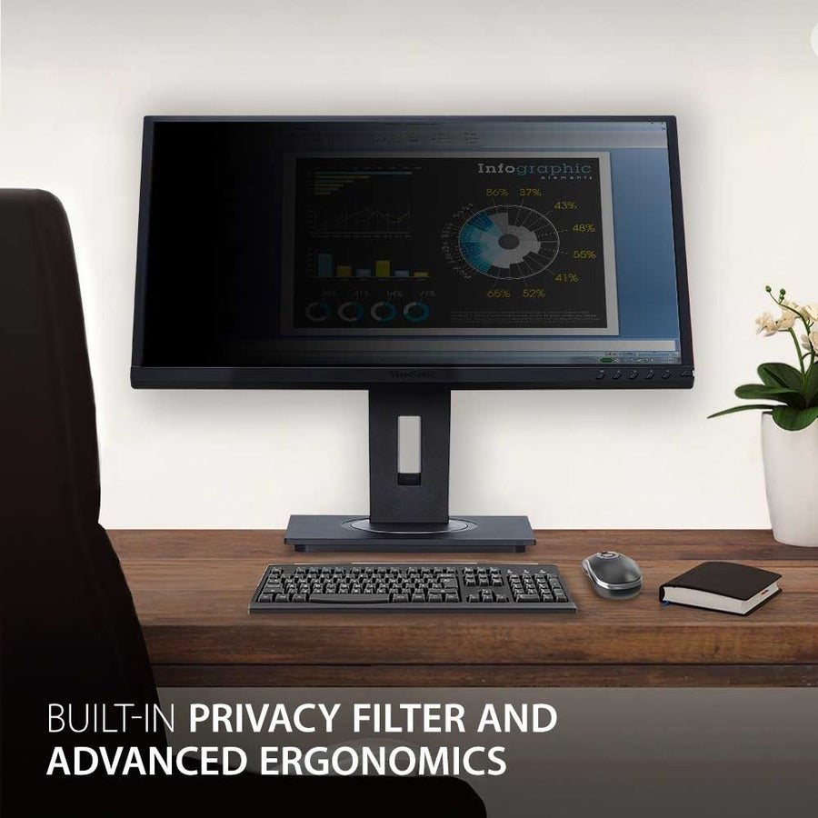 ViewSonic VG2448-PF 24 Inch IPS 1080p Ergonomic Monitor with Built-In Privacy Filter HDMI DisplayPort USB and 40 Degree Tilt — VG2448-PF