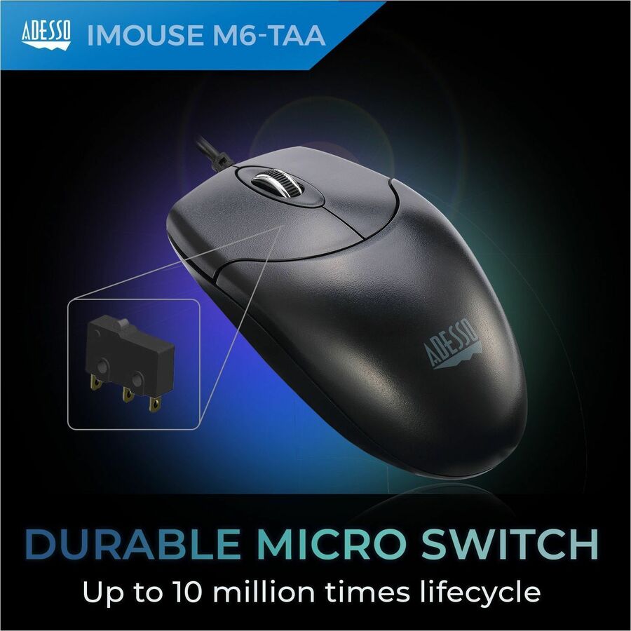 Adesso iMouse M6-TAA - Optical Scroll Mouse (TAA Compliant) — iMouse M6-TAA