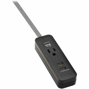 Eaton Tripp Lite Series 1-Outlet Surge Protector with 2 USB Ports (2.1A Shared) - 4 ft. Cord, 5-15P Plug, 450 Joules, Black — TLP104USB