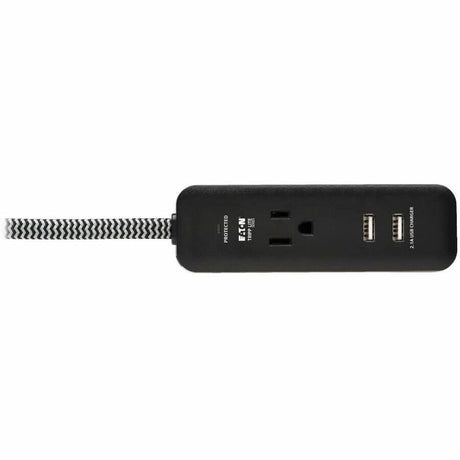 Eaton Tripp Lite Series 1-Outlet Surge Protector with 2 USB Ports (2.1A Shared) - 4 ft. Cord, 5-15P Plug, 450 Joules, Black — TLP104USB