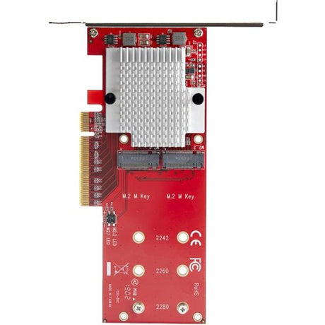 StarTech.com Dual M.2 PCIe SSD Adapter Card - x8 / x16 Dual NVMe or AHCI M.2 SSD to PCI Express 3.0 - M.2 NGFF PCIe (m-key) Compatible — PEX8M2E2