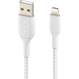 Belkin Braided Lightning to USB-A Cable (2m / 6.6ft, White) — CAA002bt2MWH