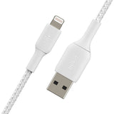 Belkin Braided Lightning to USB-A Cable (2m / 6.6ft, White) — CAA002bt2MWH