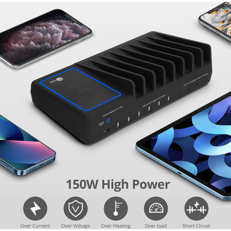 SIIG 10-Port USB-A/C & Wireless Charging Station - 150W — AC-PW1R11-S1