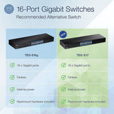 TRENDnet 16-Port Gigabit Switch, TEG-S17, 16 x Gigabit RJ-45 Ports, 32Gbps Switching Capacity, Fanless Design, Metal Enclosure, Internal Power Supply, Lifetime Protection, Black — TEG-S17