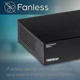 TRENDnet 16-Port Gigabit Switch, TEG-S17, 16 x Gigabit RJ-45 Ports, 32Gbps Switching Capacity, Fanless Design, Metal Enclosure, Internal Power Supply, Lifetime Protection, Black — TEG-S17