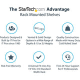 StarTech.com 1U Vented Server Rack Cabinet Shelf - Fixed 20" Deep Cantilever Rackmount Tray for 19" Data/AV/Network Enclosure w/Cage Nuts — SHELF-1U-20-FIXED-V