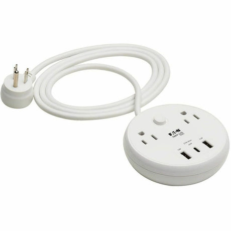 Eaton Tripp Lite Series Safe-IT 57W 2-Outlet Surge Protector - 5-15R Outlets, 3 USB Ports, 8 ft. (2.4 m) Cord, 300 Joules, Antimicrobial Protection, White — TLP28PD57WCAM