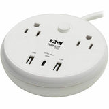 Eaton Tripp Lite Series Safe-IT 57W 2-Outlet Surge Protector - 5-15R Outlets, 3 USB Ports, 8 ft. (2.4 m) Cord, 300 Joules, Antimicrobial Protection, White — TLP28PD57WCAM