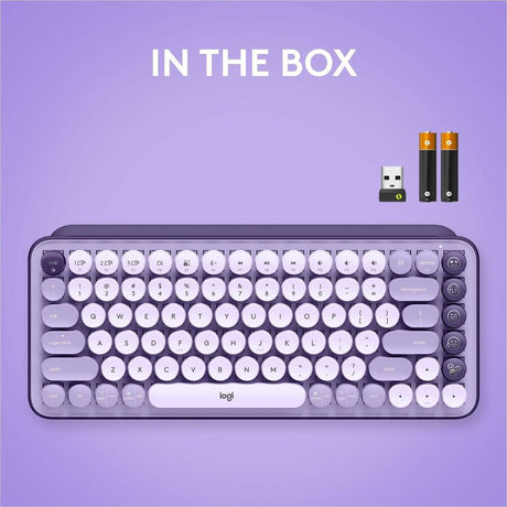 Logitech POP Keys Mechanical Wireless Keyboard with Customizable Emoji Keys, Compact Design, Bluetooth, Cosmos — 920-011233