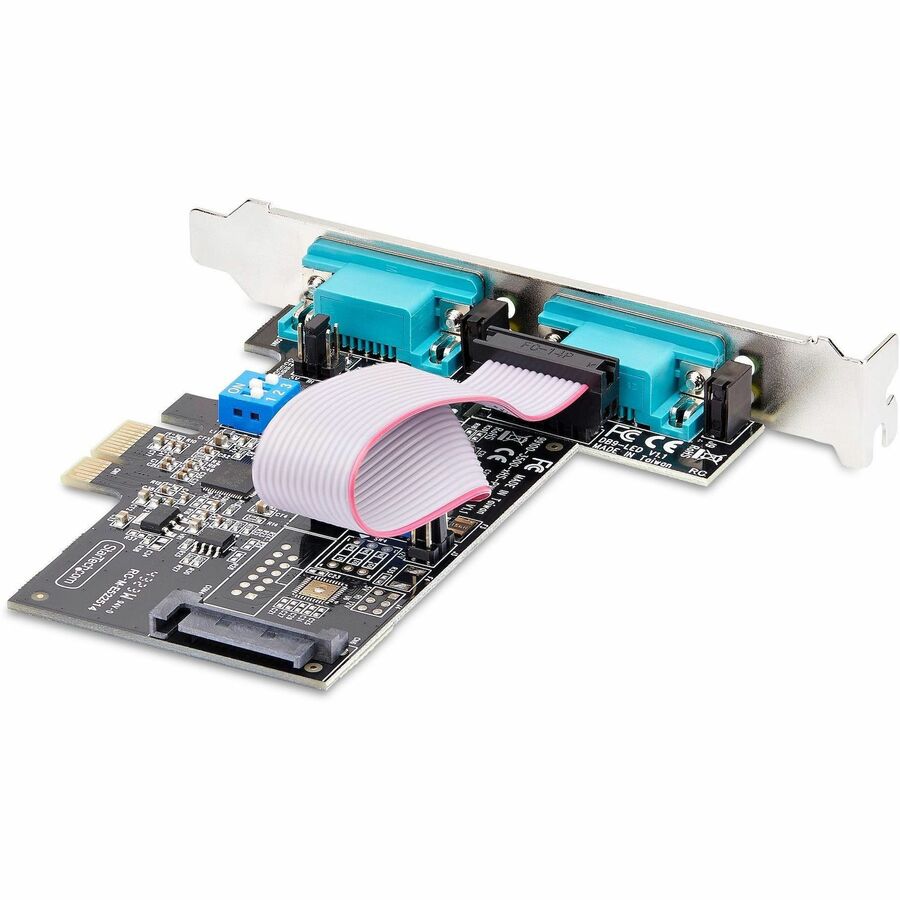 StarTech.com 2-Port Serial PCIe Card, Dual-Port RS232/RS422/RS485 Card, 16C1050 UART, ESD Protection, Windows/Linux, TAA-Compliant — 2S232422485-PC-CARD