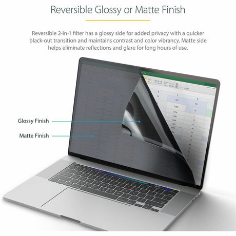 StarTech.com 16-inch MacBook Pro 21/23 Laptop Privacy Screen, Anti-Glare Privacy Filter w/51% Blue Light Reduction, Matte/Glossy Sides — 16M21-PRIVACY-SCREEN
