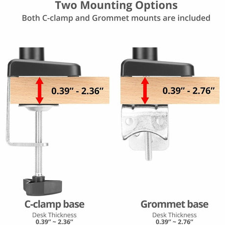 SIIG Dual Monitor Gas Spring Arm Desk Mount - 13" to 32" - Max Load 22 lbs - VESA 75/100mm — CE-MT3Y11-S1