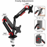 SIIG Dual Monitor Gas Spring Arm Desk Mount - 13" to 32" - Max Load 22 lbs - VESA 75/100mm — CE-MT3Y11-S1