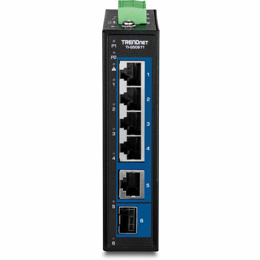 TRENDnet 6-Port Industrial 2.5G DIN-Rail Switch with 1 x 10G Port — TI-G50611