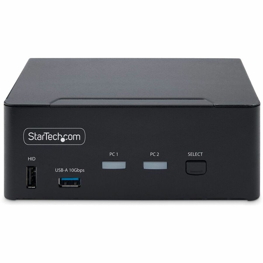 StarTech.com 2-Port Dual-Monitor DisplayPort 1.4 KVM Switch, 8K 60Hz / 4K 144Hz, 2x USB 10Gbps Ports, Hotkey Switching, TAA Compliant — P2CDD143-KVM-SWITCH