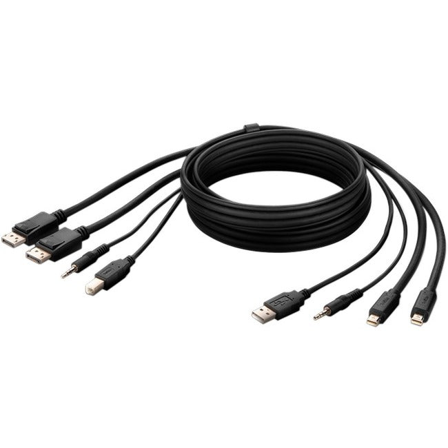 Belkin Dual MiniDP to DP + USB A/B + Audio Passive Combo KVM Cable — F1DN2CCBL-MP10t