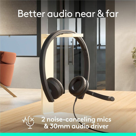 Logitech H570e USB Wired Stereo Headset, USB-C, Noise-Canceling Mics, Inline Controls, Certified for Microsoft Teams, Black — 981-001429