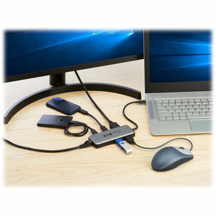 Eaton Tripp Lite Series USB-C Multiport Adapter - 4K 60 Hz HDMI, USB 3.2 Gen 2 Hub Ports, GbE, 100W PD Charging, HDR, HDCP 2.2 — U444-06N-H4GUC3