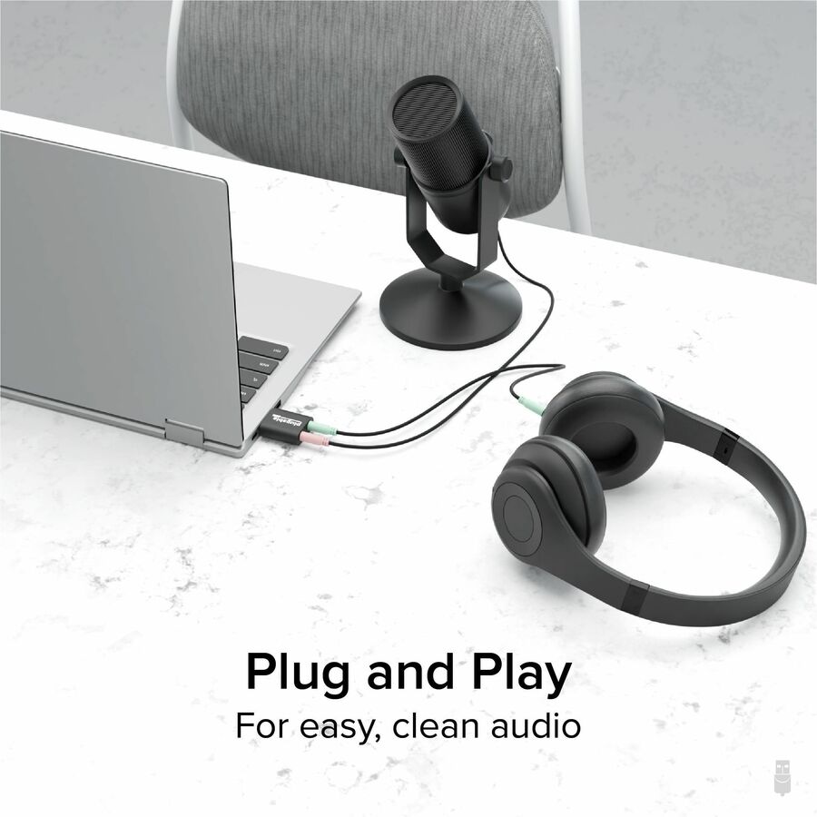 Plugable USB Audio Adapter with 3.5mm Speaker-Headphone and Microphone Jack, Add an External Stereo Sound Card to Any PC — USB-AUDIO