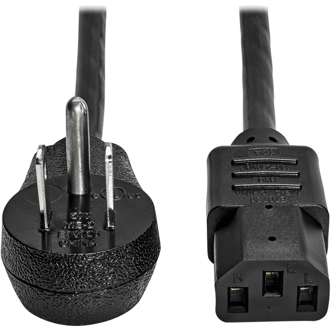 Eaton Tripp Lite Series Desktop Computer AC Power Cord, Right-Angle NEMA 5-15P to C13 - 10A, 125V, 18 AWG, 10 ft. (3.05 m), Black — P006-010-15D