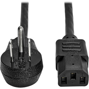 Eaton Tripp Lite Series Desktop Computer AC Power Cord, Right-Angle NEMA 5-15P to C13 - 10A, 125V, 18 AWG, 10 ft. (3.05 m), Black — P006-010-15D