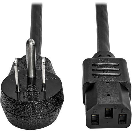 Eaton Tripp Lite Series Desktop Computer AC Power Cord, Right-Angle NEMA 5-15P to C13 - 10A, 125V, 18 AWG, 10 ft. (3.05 m), Black — P006-010-15D