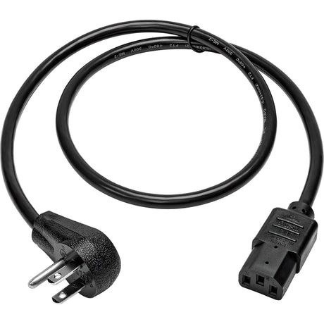 Eaton Tripp Lite Series Desktop Computer AC Power Cord, Right-Angle NEMA 5-15P to C13 - 10A, 125V, 18 AWG, 10 ft. (3.05 m), Black — P006-010-15D