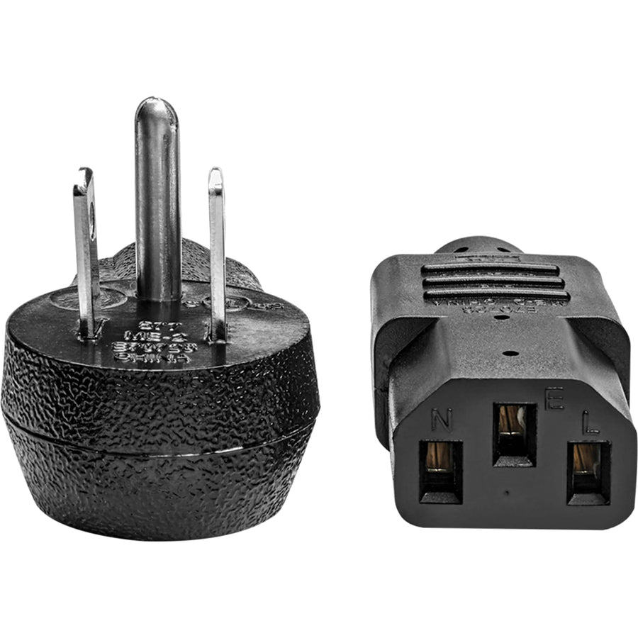 Eaton Tripp Lite Series Desktop Computer AC Power Cord, Right-Angle NEMA 5-15P to C13 - 10A, 125V, 18 AWG, 10 ft. (3.05 m), Black — P006-010-15D