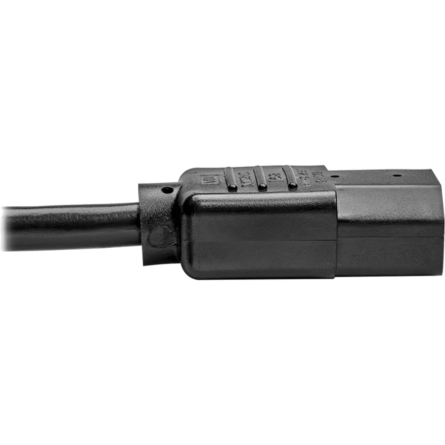 Eaton Tripp Lite Series Desktop Computer AC Power Cord, Right-Angle NEMA 5-15P to C13 - 10A, 125V, 18 AWG, 10 ft. (3.05 m), Black — P006-010-15D