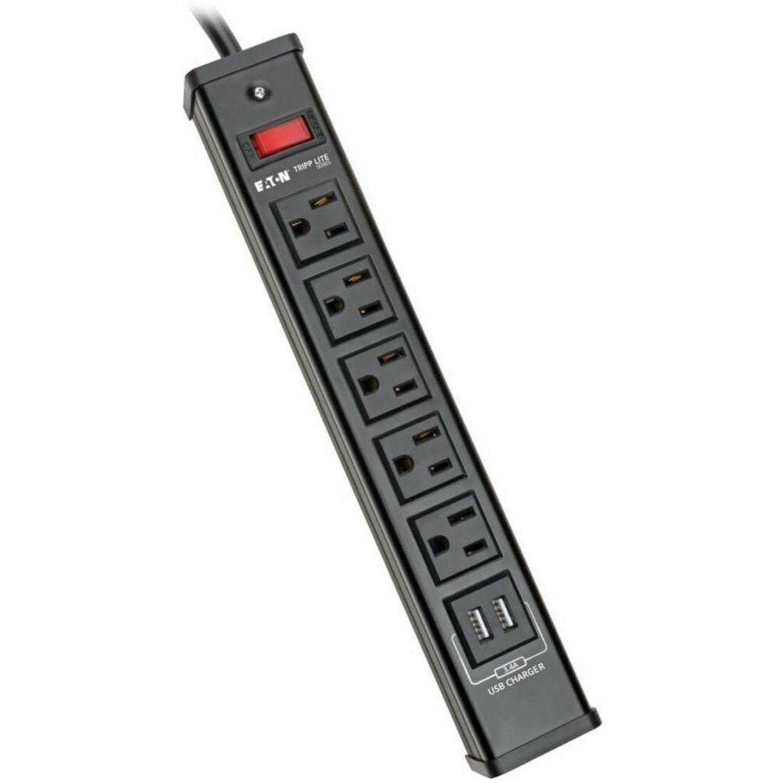 Eaton Tripp Lite Series 5-Outlet Surge Protector with 2 USB Ports (3.4A Shared) - 6 ft. (1.83 m) Cord, 450 Joules, Metal Housing — TLM526USBB