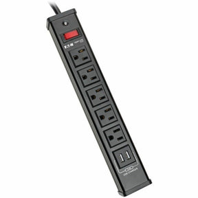 Eaton Tripp Lite Series 5-Outlet Surge Protector with 2 USB Ports (3.4A Shared) - 6 ft. (1.83 m) Cord, 450 Joules, Metal Housing — TLM526USBB