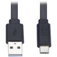 Eaton Tripp Lite Series USB-A to USB-C Flat Cable - M/M, USB 2.0, Black, 3 ft. (0.91 m) — U038-003-FL