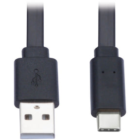Eaton Tripp Lite Series USB-A to USB-C Flat Cable - M/M, USB 2.0, Black, 3 ft. (0.91 m) — U038-003-FL