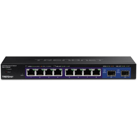 TRENDnet 10-Port Multi-Gig Web Smart Switch, TEG-3102WS, 8 x 2.5GBASE-T Ports, 2 x 10G SFP+ Slots, Ethernet Splitter, Metal Housing, NDAA & TAA Compliant, Lifetime Protection, Black — TEG-3102WS