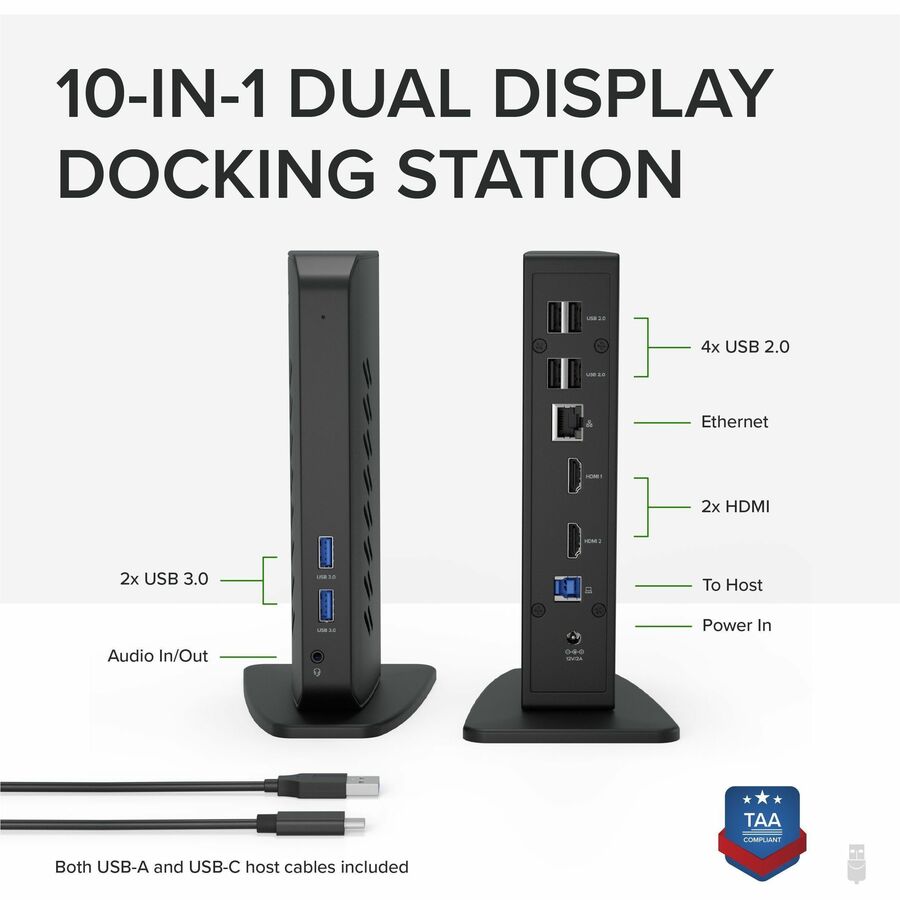 Plugable USB 3.0 and USB-C Universal Laptop Docking Station for Windows and Mac — UD-3900Z