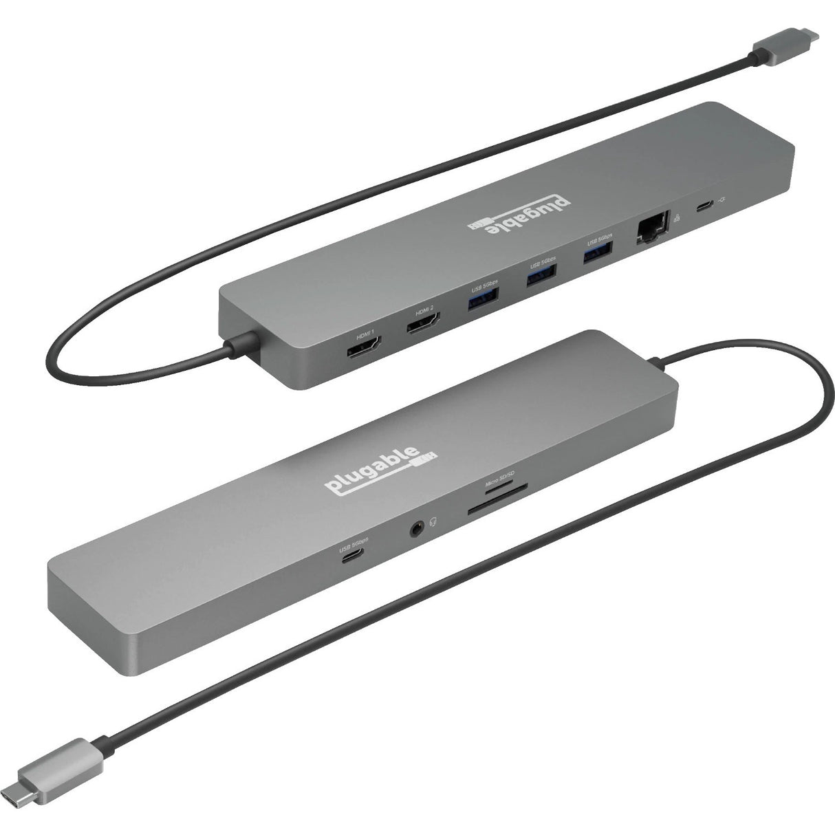 Plugable 11-in-1 USB-C Hub 100W USB-C Pass-through, Laptop Docking Station Dual Monitor with 4K 60Hz HDMI — USBC-11IN1E