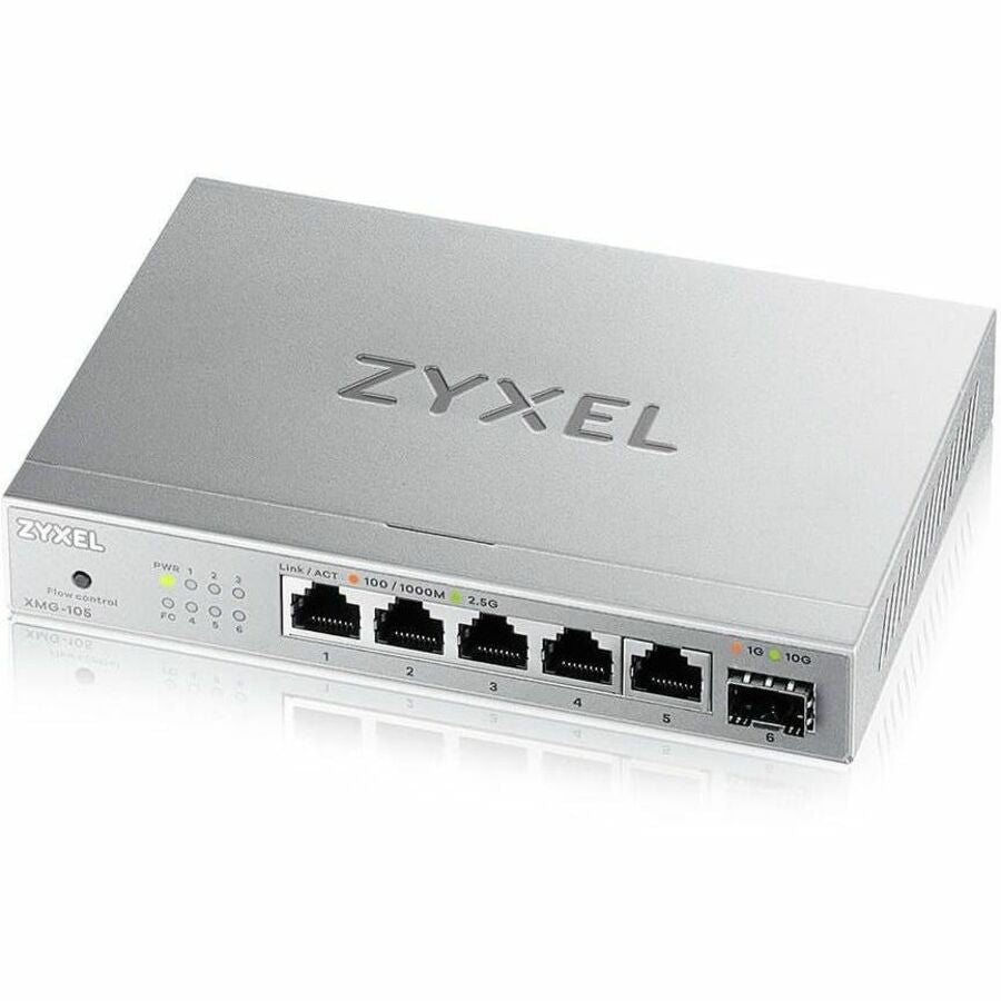 Zyxel 8-Port 2.5Gb MultiGig Ethernet Unmanaged Switch | 5 x 100/1G/2.5G Ports + 1 x 10G SFP+ | Plug & Play | Metal Housing | Desktop or Wall-Mount | Ethernet Splitter | Lifetime Warranty | XMG-105 — XMG105