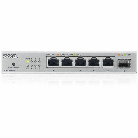 Zyxel 8-Port 2.5Gb MultiGig Ethernet Unmanaged Switch | 5 x 100/1G/2.5G Ports + 1 x 10G SFP+ | Plug & Play | Metal Housing | Desktop or Wall-Mount | Ethernet Splitter | Lifetime Warranty | XMG-105 — XMG105