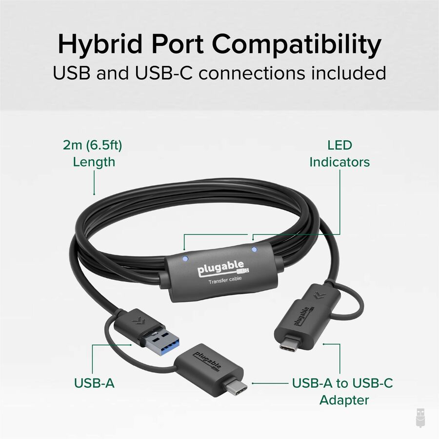 Plugable USB Data Transfer Cable PC to PC, Compatible with Windows USB C and USB 3.0 — USBC-TRAN