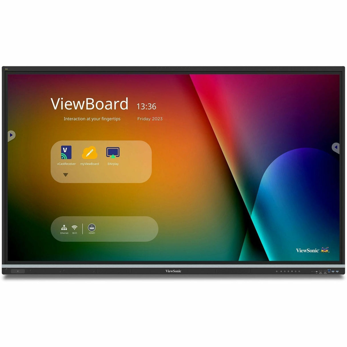 ViewSonic IFP7551 75 Inch 4K ViewBoard Interactive Smart Board with Integrated Education Software, Android 14, Google EDLA, 50-Point Touch, Built-in Microphone, HDMI, VGA, USB Hub, and USB C Inputs — IFP7551