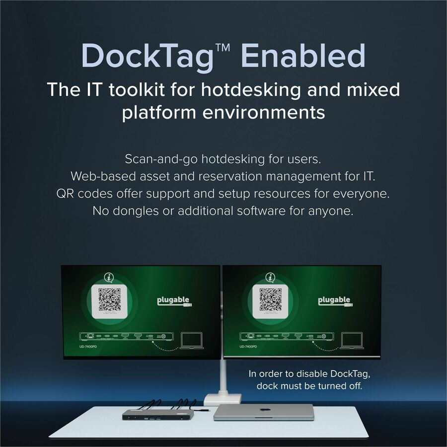 Plugable USB C Docking Station 5 Monitors, 140W DisplayLink Dock Connects up to Five 4K Displays for MacBook Windows Thunderbolt 4 Laptops — UD-7400PD