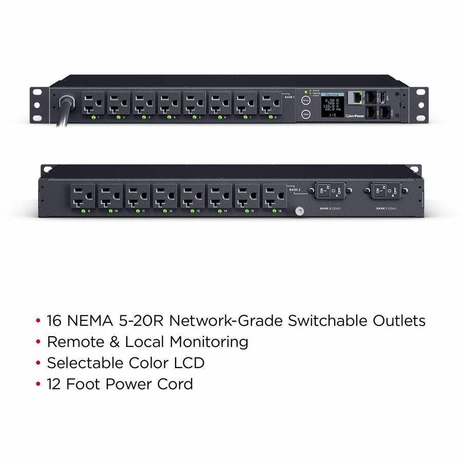 CyberPower PDU41023 Single Phase 100 - 120 VAC 30A Switched PDU — PDU41023