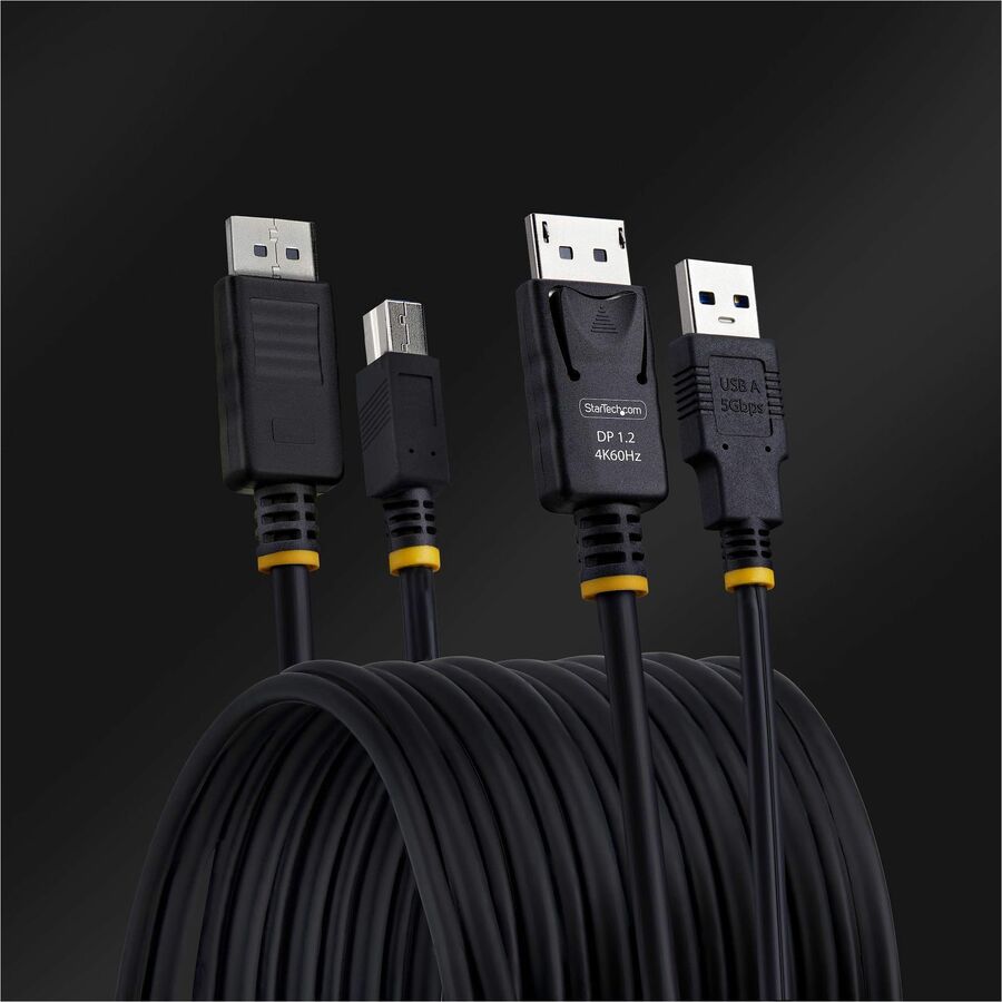 StarTech.com 10ft (3m) DisplayPort and USB 5Gbps KVM Cable, 4K 60Hz, Universally Compatible DP 1.2/USB 3.0 Combo Cable for KVM Switches — DU12210-KVM-CABLE