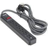 Eaton Tripp Lite Series Protect It! 6-Outlet Surge Protector - 5-15R Outlets, 1500 Joules, 25 ft. (7.6 m) Braided Cord, Black — TLP625DB