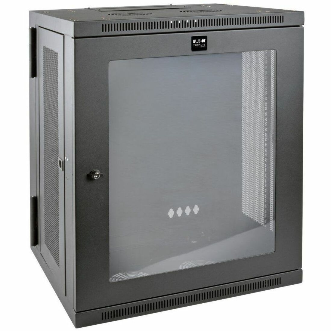 Eaton Tripp Lite Series SmartRack 15U Low-Profile Switch-Depth Wall-Mount Half-Height Rack Enclosure, Clear Acrylic Window, Hinged Back — SRW15USG