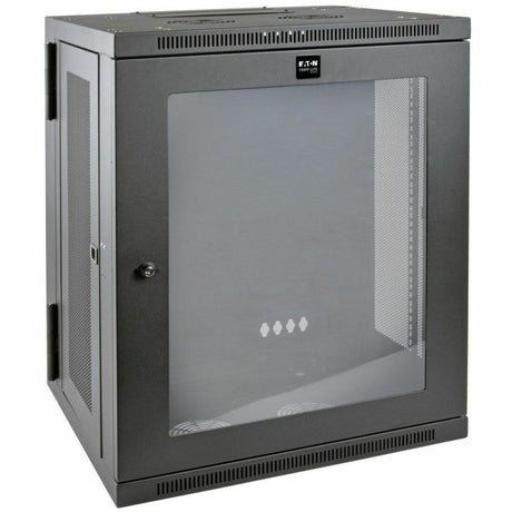 Eaton Tripp Lite Series SmartRack 15U Low-Profile Switch-Depth Wall-Mount Half-Height Rack Enclosure, Clear Acrylic Window, Hinged Back — SRW15USG
